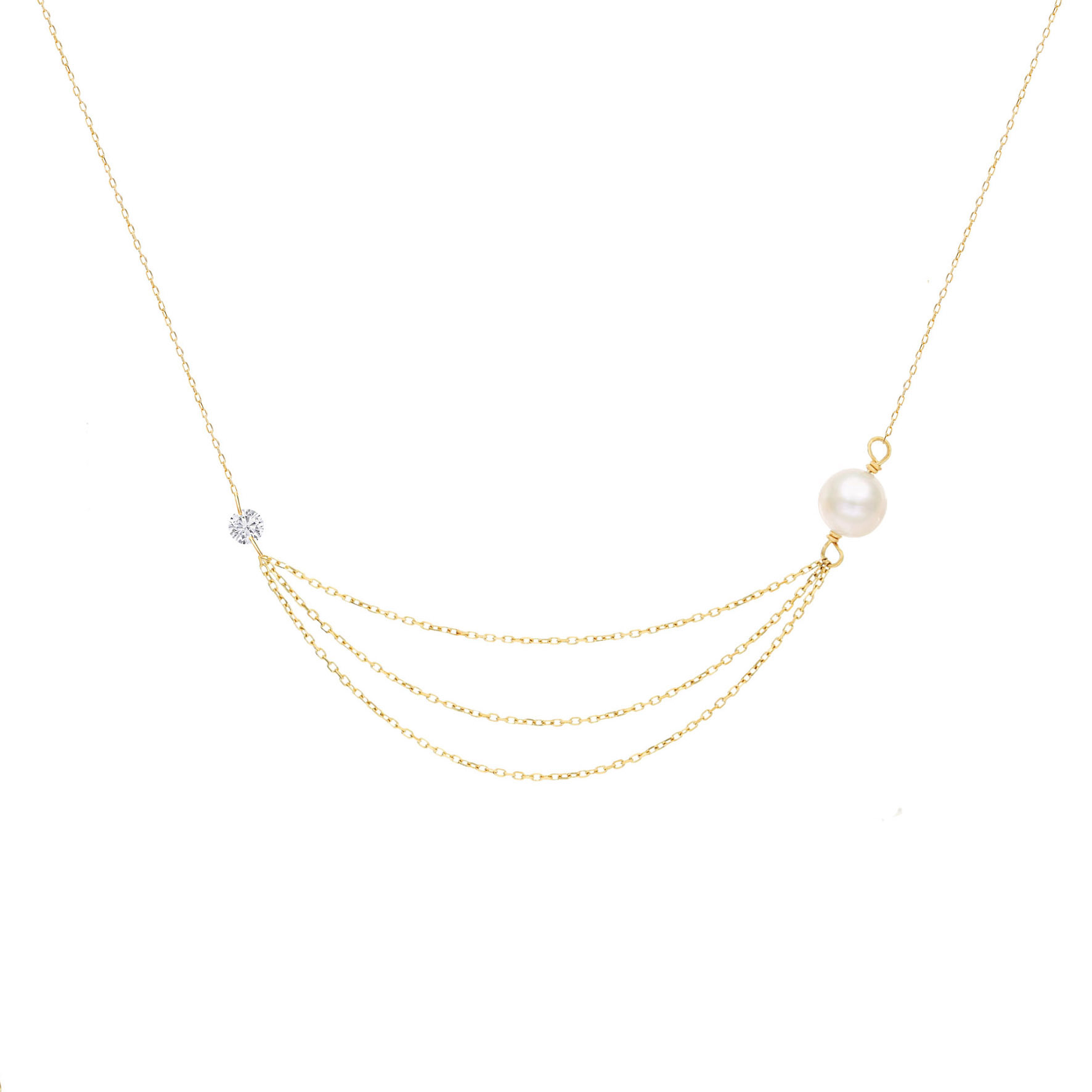 Simple Pearl Necklace in Yellow, Rose or White Gold