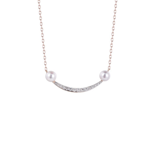 18K Pearl & Diamond Smily Necklaces