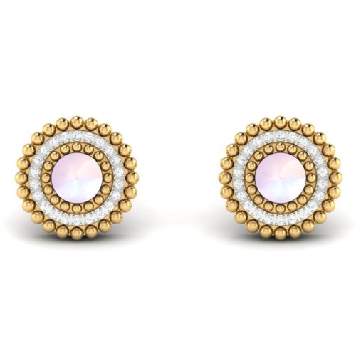 Amazing Collection of 14K Diamond Lune Diamond & MOP Earring Yellow Gold Online | Khoe Jewellery