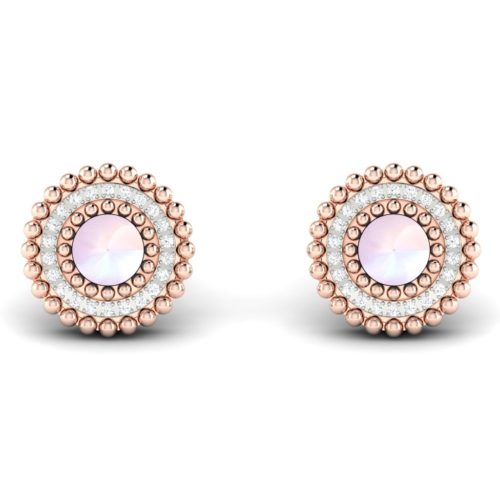 Luxurious 14K Diamond Lune Diamond & MOP Earring Rose Gold Online | Khoe Jewellery