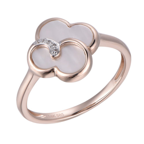 14k Mother of Pearl Clover Rings