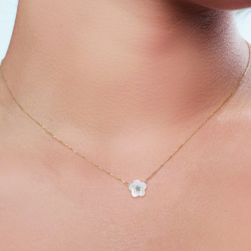 model- 14K Diamond "Santorini" Diamond Necklace