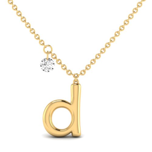18K Nue Necklace Small letter Yellow Gold d