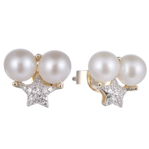 Pearl -14K Stardust Diamond Earring