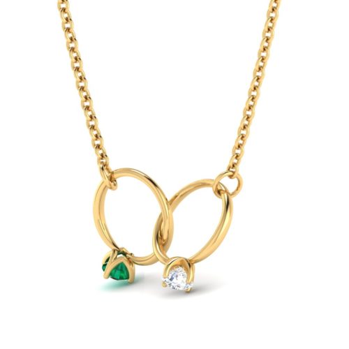 Birthstone - 14K "Moira" Ring Necklace in MAY- EMERALD